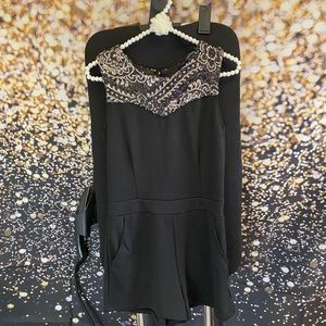 Black sequin romper size small